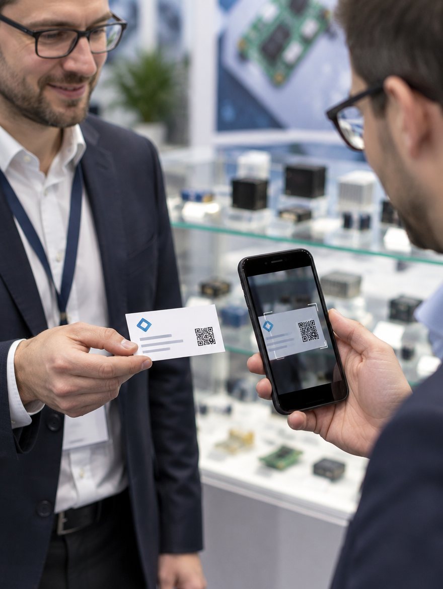 electronica 2026 — Gesprächskontext zur Visitenkarte notieren
